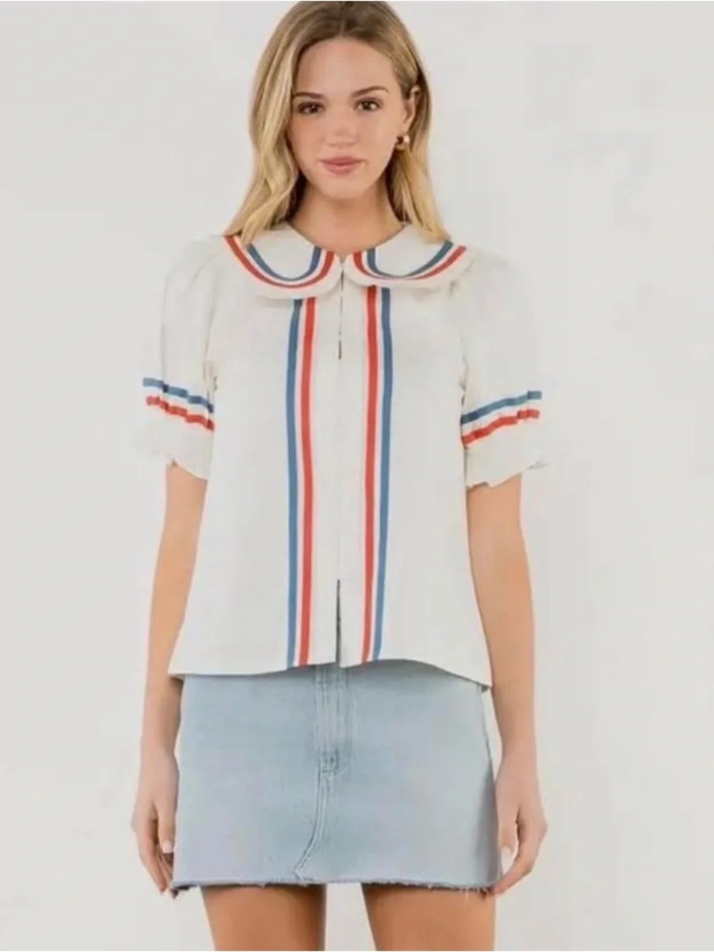 NWT Americana Ribbon Blouses Red White Blue 4th of July Tuckernuck XS S M L - Picture 3 of 7